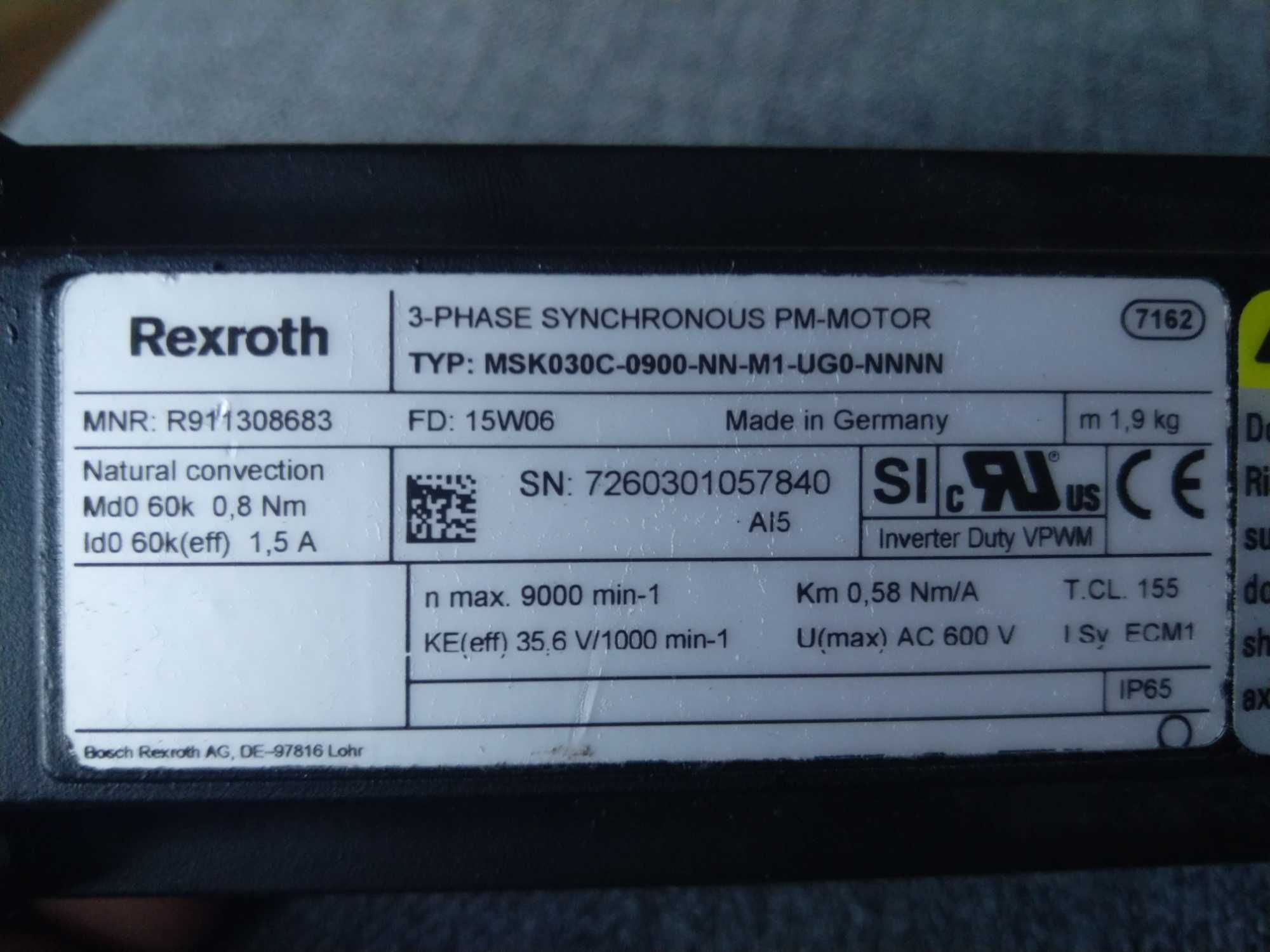 Serwomotor  Rexroth MSK030C-0900-NN-M1-UGO-NNNN