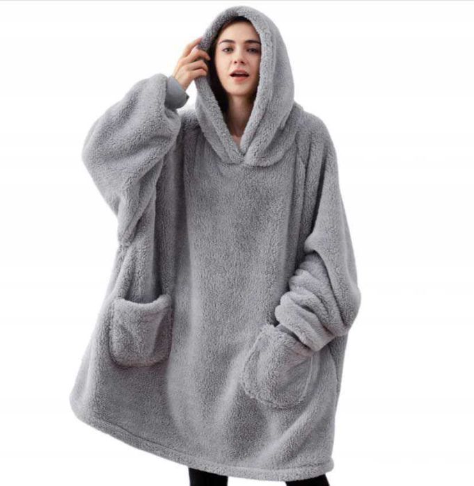 KOC Z RĘKAWAMI szary BLUZA kaptur BEDSURE uniwersalny Wyprzedaż!