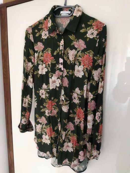 Koszula bluzka damska Reserved w kwiaty. Piękna zieleń. Rozmiar 38