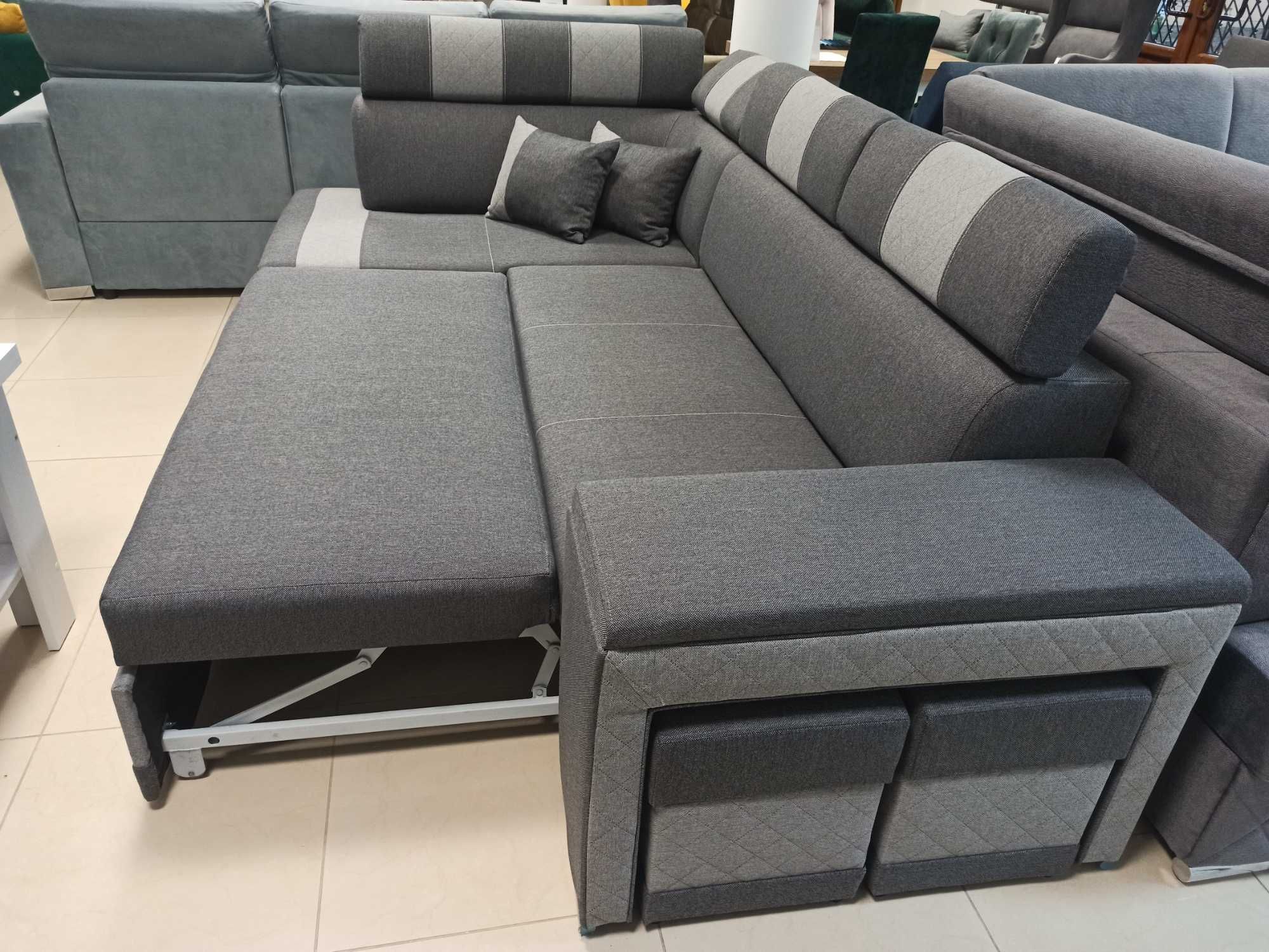 Nowy Sofa Narożnik Wojtek ,Sprężyny Bonell, Duży schowek, Pod wymiar