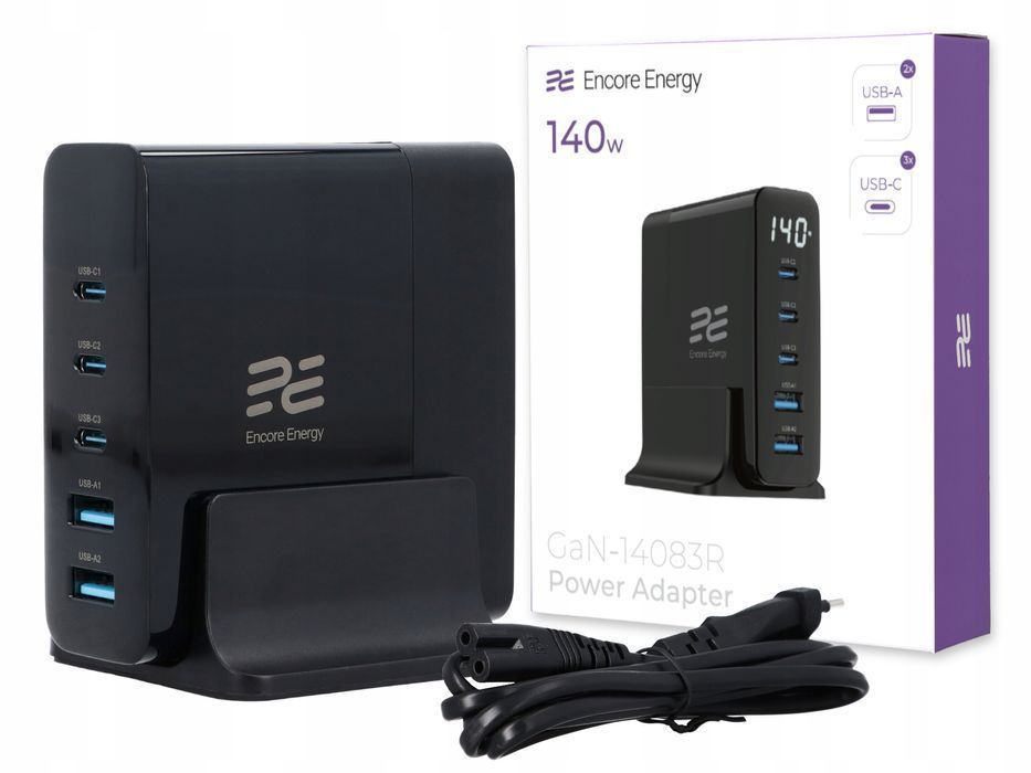 Szybka Ładowarka X5 Gan Qc Pd Wyświetlacz Encoreenergy 140W
