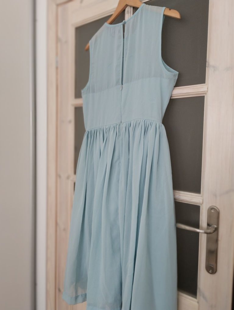 Sukienka koktajlowa niebieska wesele bal ASOS  42 44 L-XL