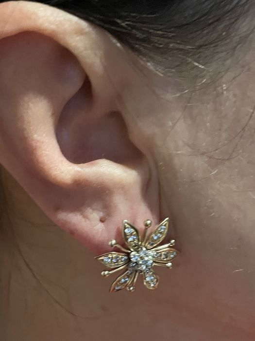 Уникальные золотые серьги 375 проба