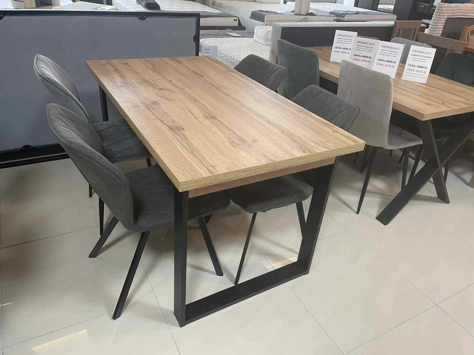 (34WN) Stół loft rozkładany + 4 krzesła, wyprzedaż 499 zł