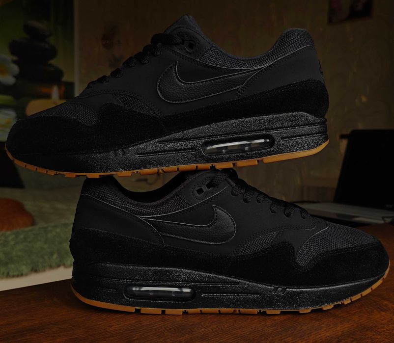 Nike Air Max 1 "Black Gum" 45 размер 29 см Tripple Black
