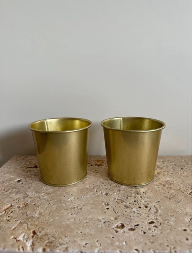 Komplet 2 metalowych złotych doniczek/osłonek, Ikea
