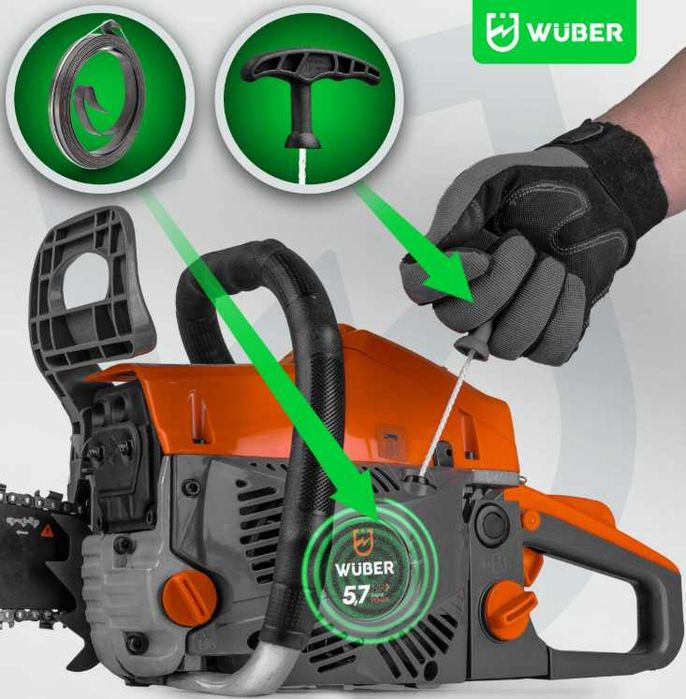 PIŁA SPALINOWA pilarka łańcuchowa 5,7 KM + 2 prowadnice + 2x łańcuch