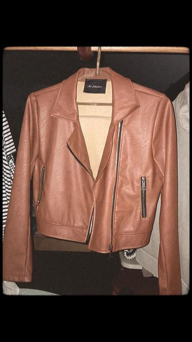 Куртка косуха з еко-шкіри | Карамельна, стан ідеальний