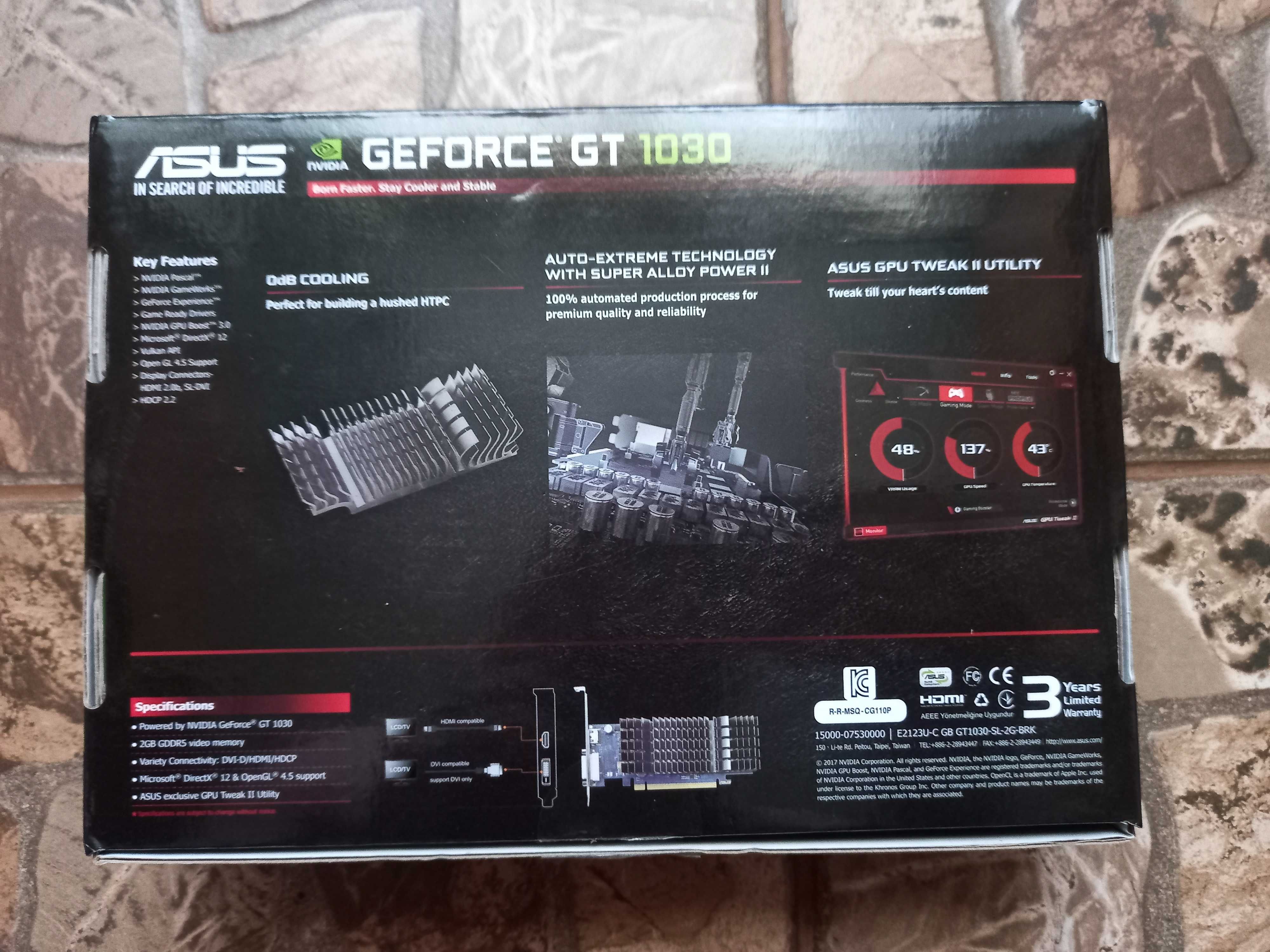 Asus PCI-Ex GeForce GT 1030 2GB GDDR5 (DVI, HDMI) (GT1030-SL-2G-BRK)