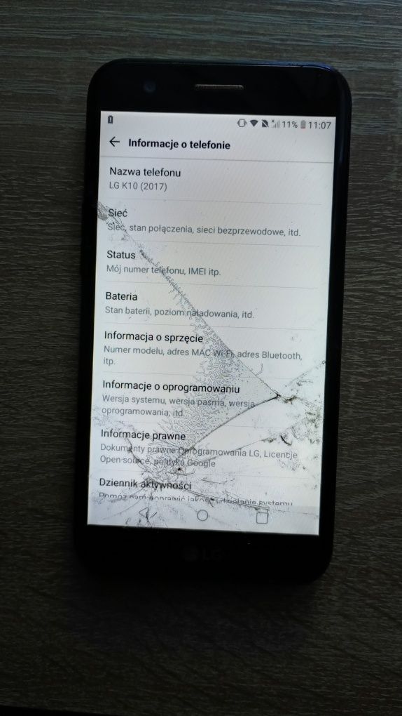 LG K10 2017 r Sprawny mimo uszkodzonego ekranu
