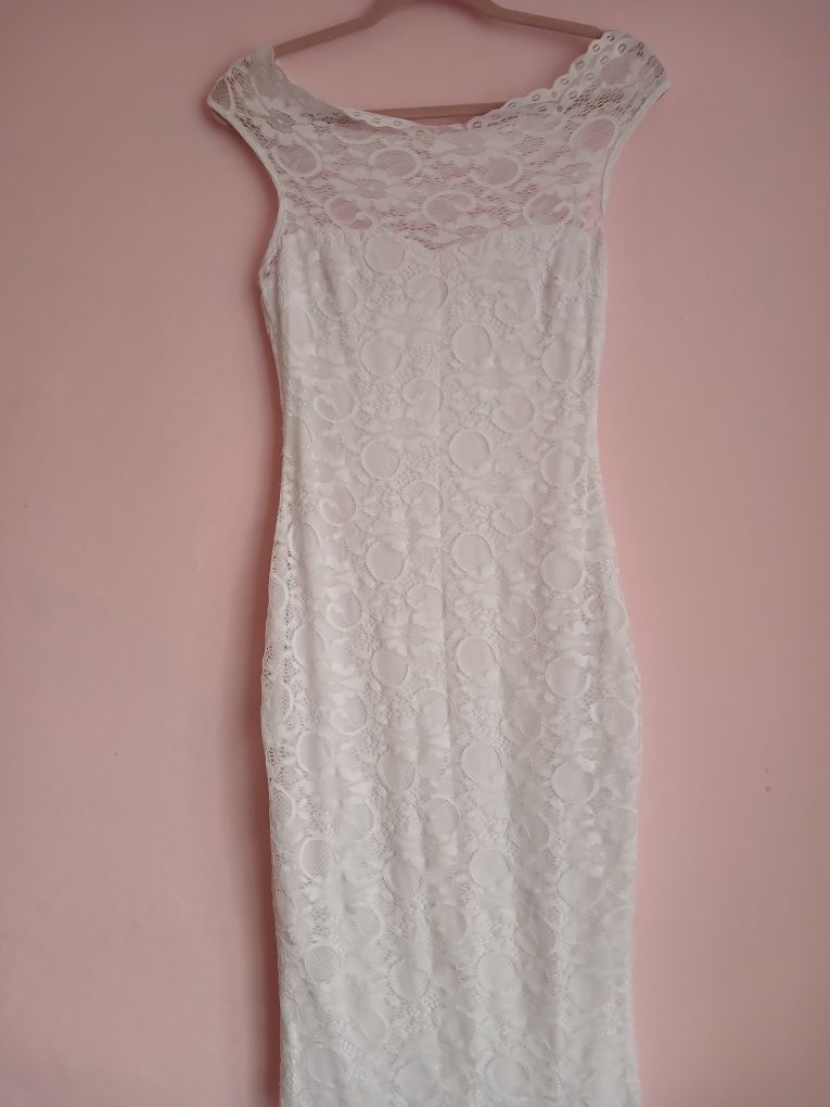 Біле мереживна  довга сукня / мереживне плаття  в пол