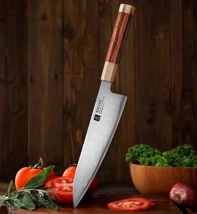 Японський кухонний ніж Xinzuo ZDP189 210mm порошкова сталь 65-67 HRC