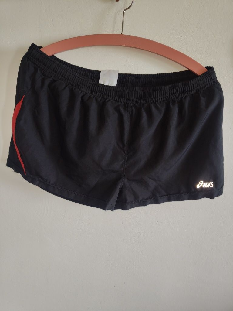 Markowe czarne krótkie spodenki Asics r M 38 szorty z siatką kieszeń