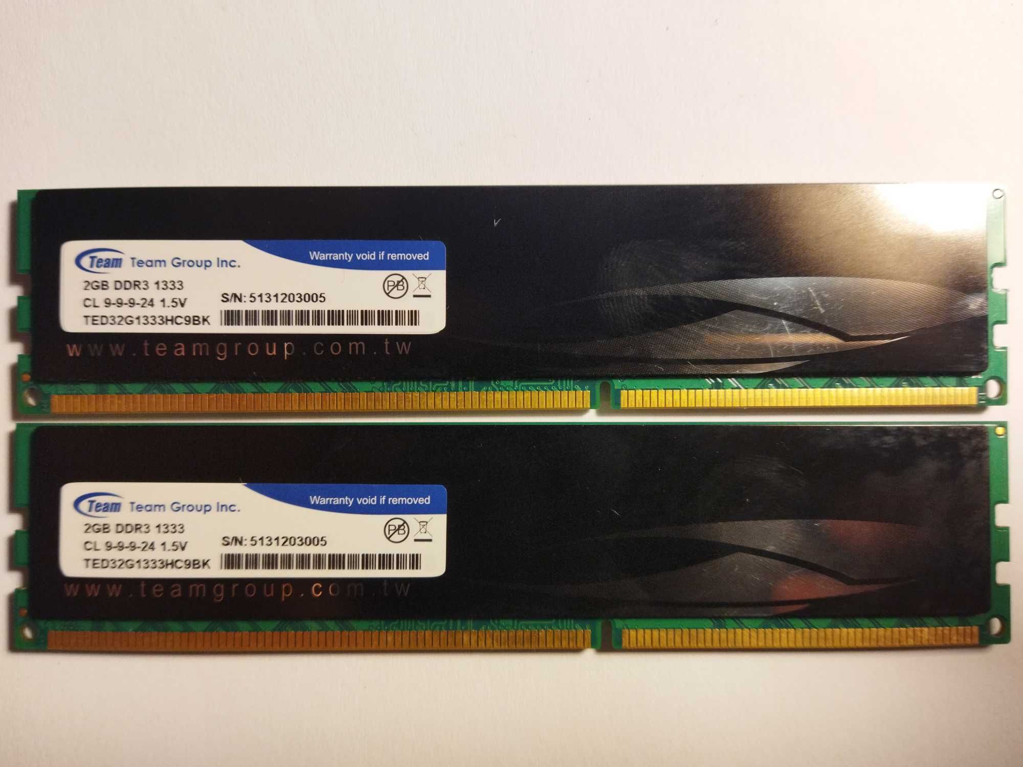 Оперативна пам'ять Team elite 2*2Gb DDR3 1333 з радіатором