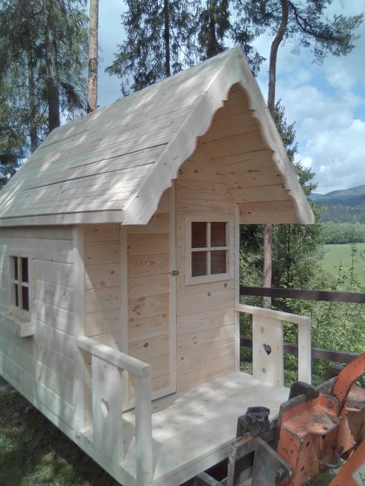 Plac zabaw domek drewniany dla dzieci Stylowy Solidny