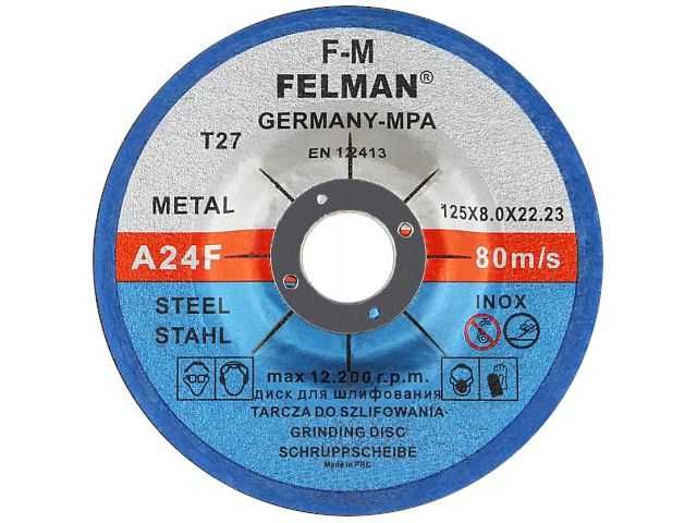 Tarcza tarcze do szlifowania stali metalu FELMAN 125x8 GRUBA AŻ 8mm