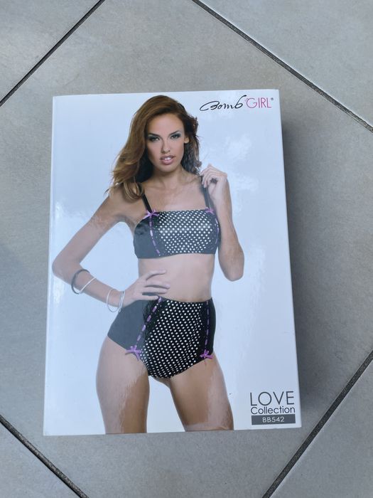 Bielizna erotyczna roz.S/M czarna w groszki pin-up