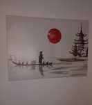 Quadro tela impressão pintura japonesa 70x50 cms