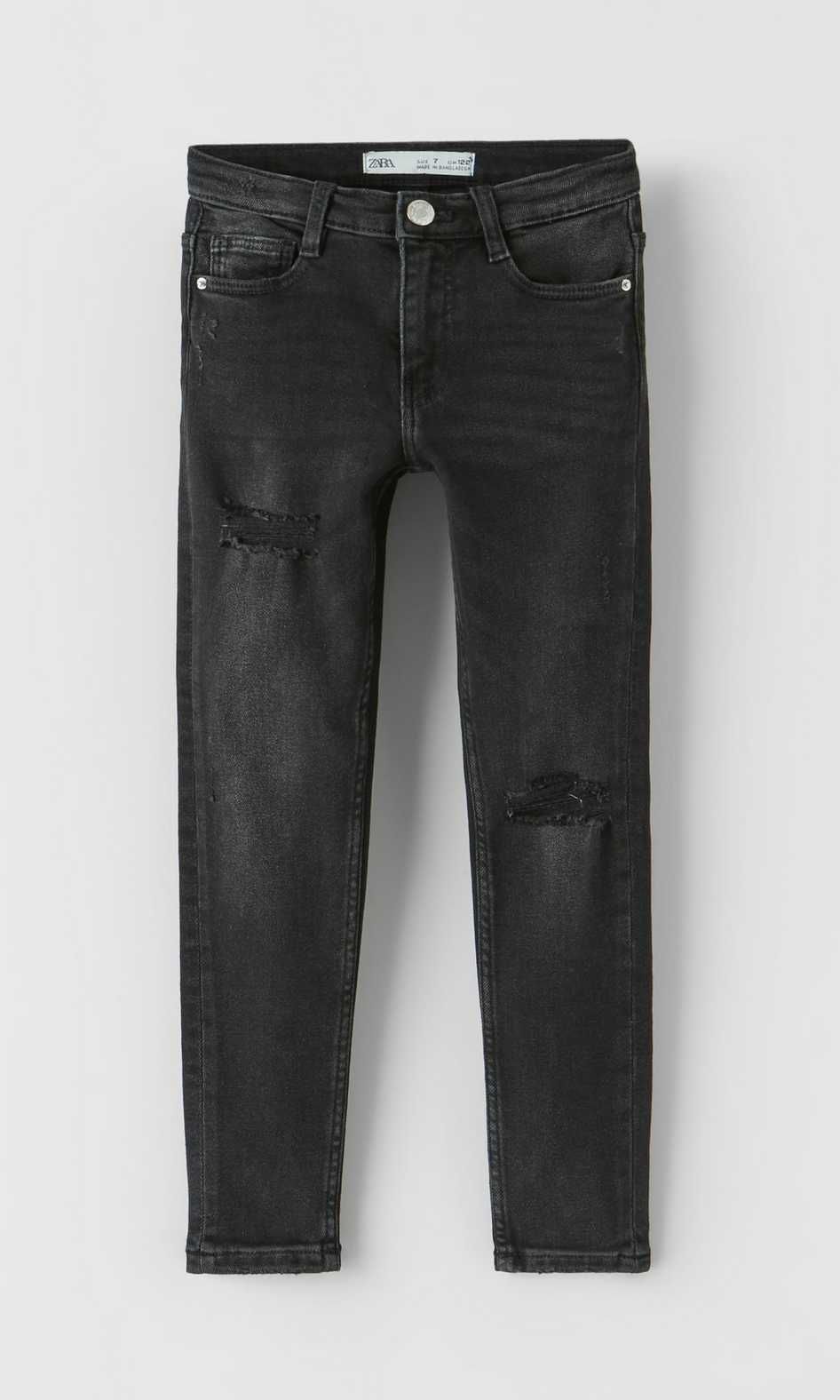 Zara nowe czarne spodnie jeansy rurki z rozdarciami 10 lat 140