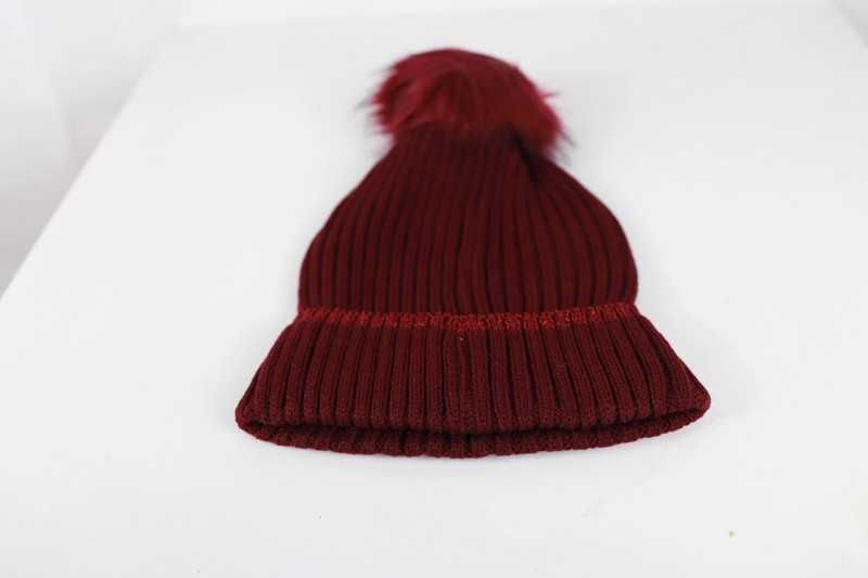 Czapka z Pomponem Damska Modna Stylowa WYGODNA Bordowa Beanie NOWA
