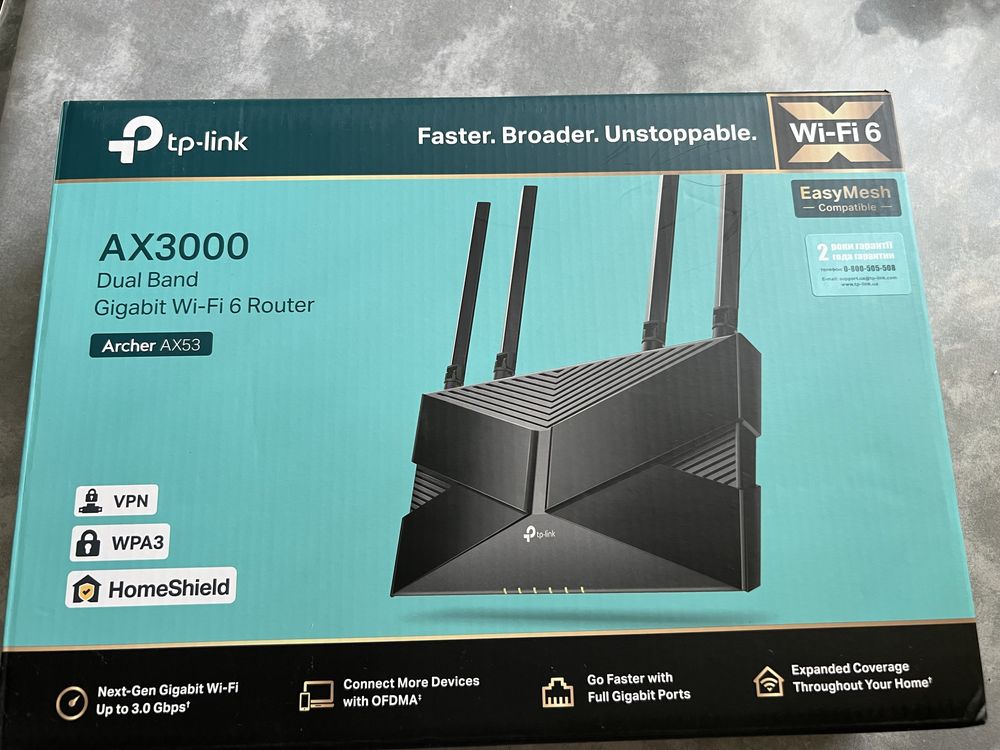 Маршрутизатор TP-LINK Archer AX53 WiF6/ AX3000 / 1 Гбіт/с