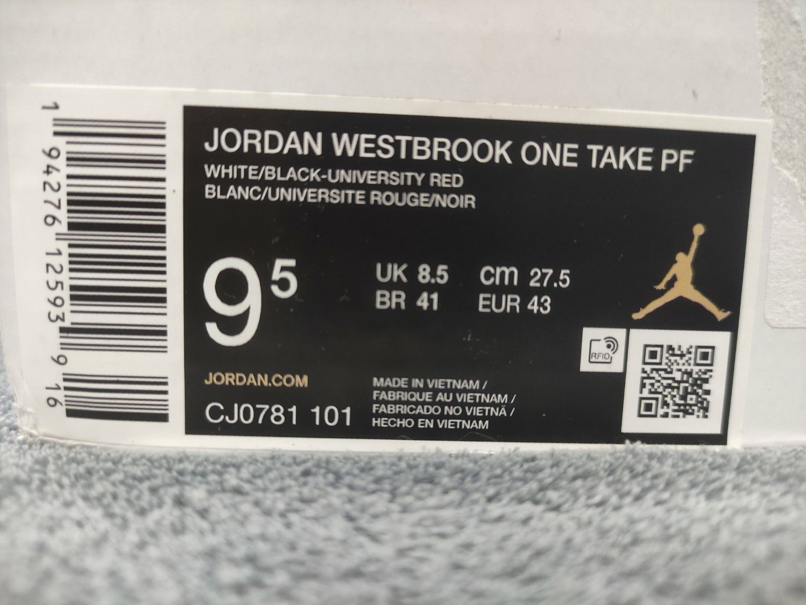 Оригінал! Кросівки Jordan Westbrook One Take PF 43.0EUR (27.5 см)