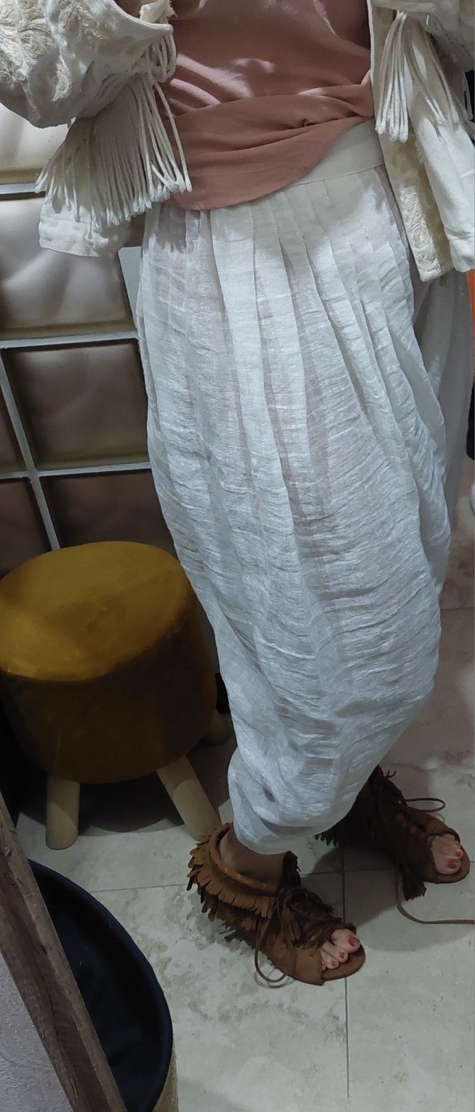 Lniane pumpy Zara alladin viral boho