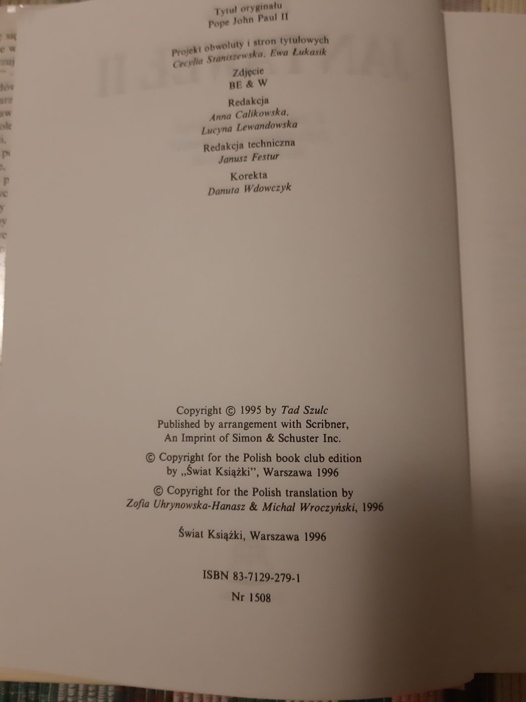 Jan Paweł II Tad Szulc biografia