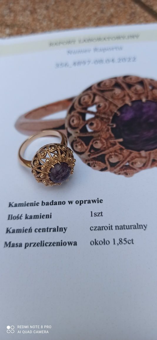 Warmet złoty pierścionek poziomka r.13