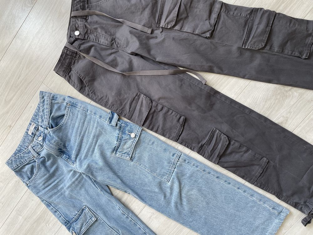 Spodnie, jeansy damskie  2 szt XS cargo, bojówki