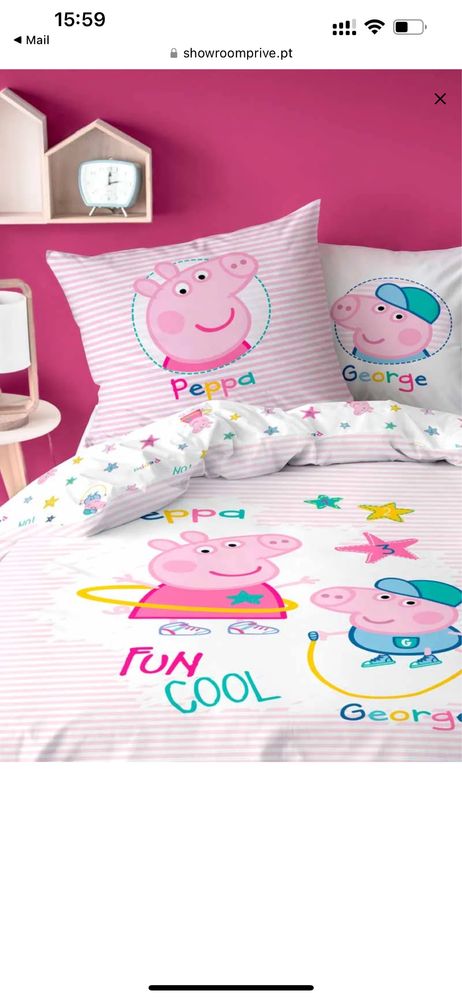 Capa de Edredão e almofada Porquinha Peppa