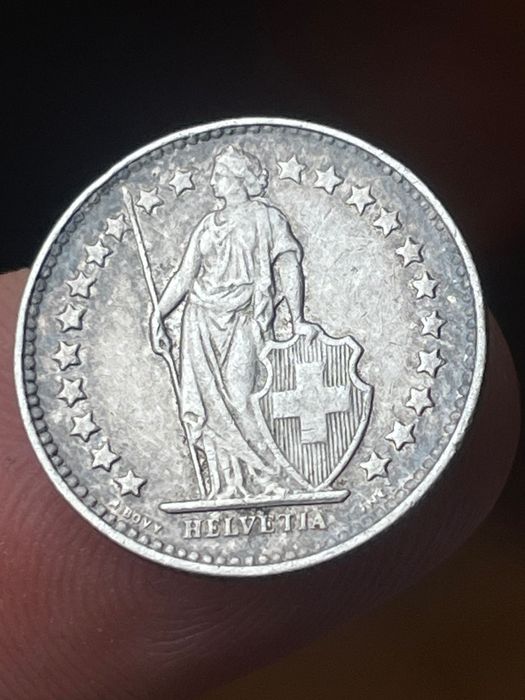 Moeda em prata 1/2 fr 1951 Suíça