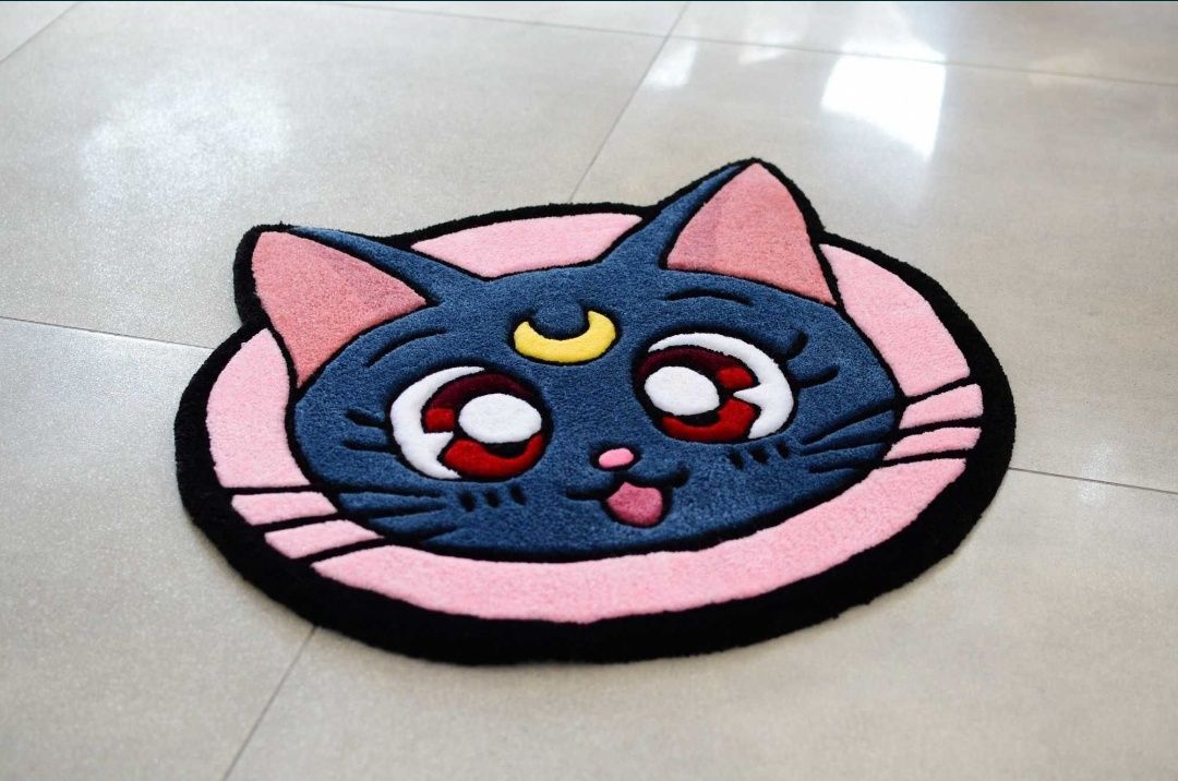 Dywan ręcznie robiony - kot Luna CZARODZIEJKA Z KSIĘŻYCA (Sailor moon)