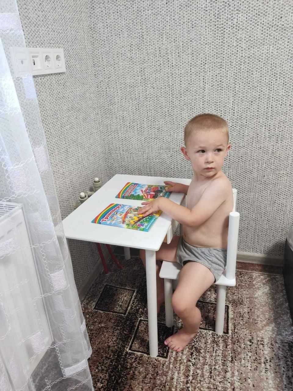 Дитячий столик стільчик "Сніжок-Білий" детский столик стул 1-2-2-7 лет