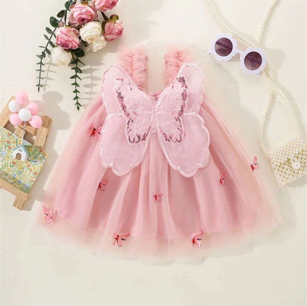 дитяча сукня з метеликами на рік, детское платье, Нарядний комплект