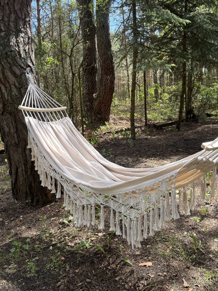 Piękny Hamak Boho XXL z drążkiem