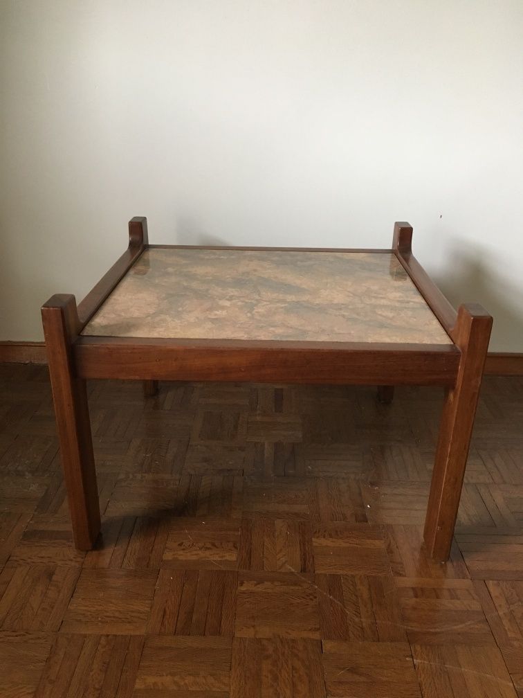 Mesa de Madeira Mogno e Mármore