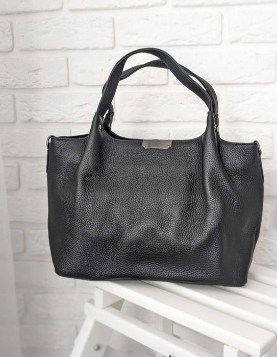 Гарна жіноча шкіряна сумка чорна, рижа