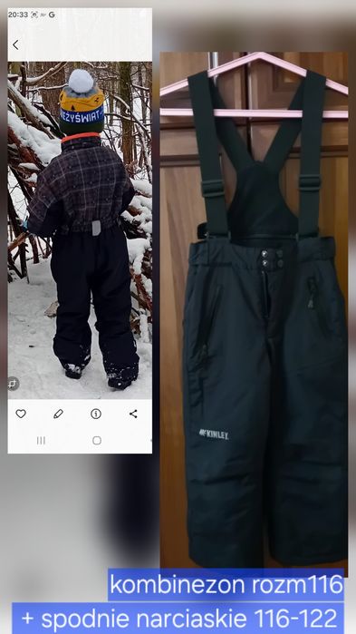 Kombinezon zimowy 116 roboczy + spodnie narciarskie 116-122
