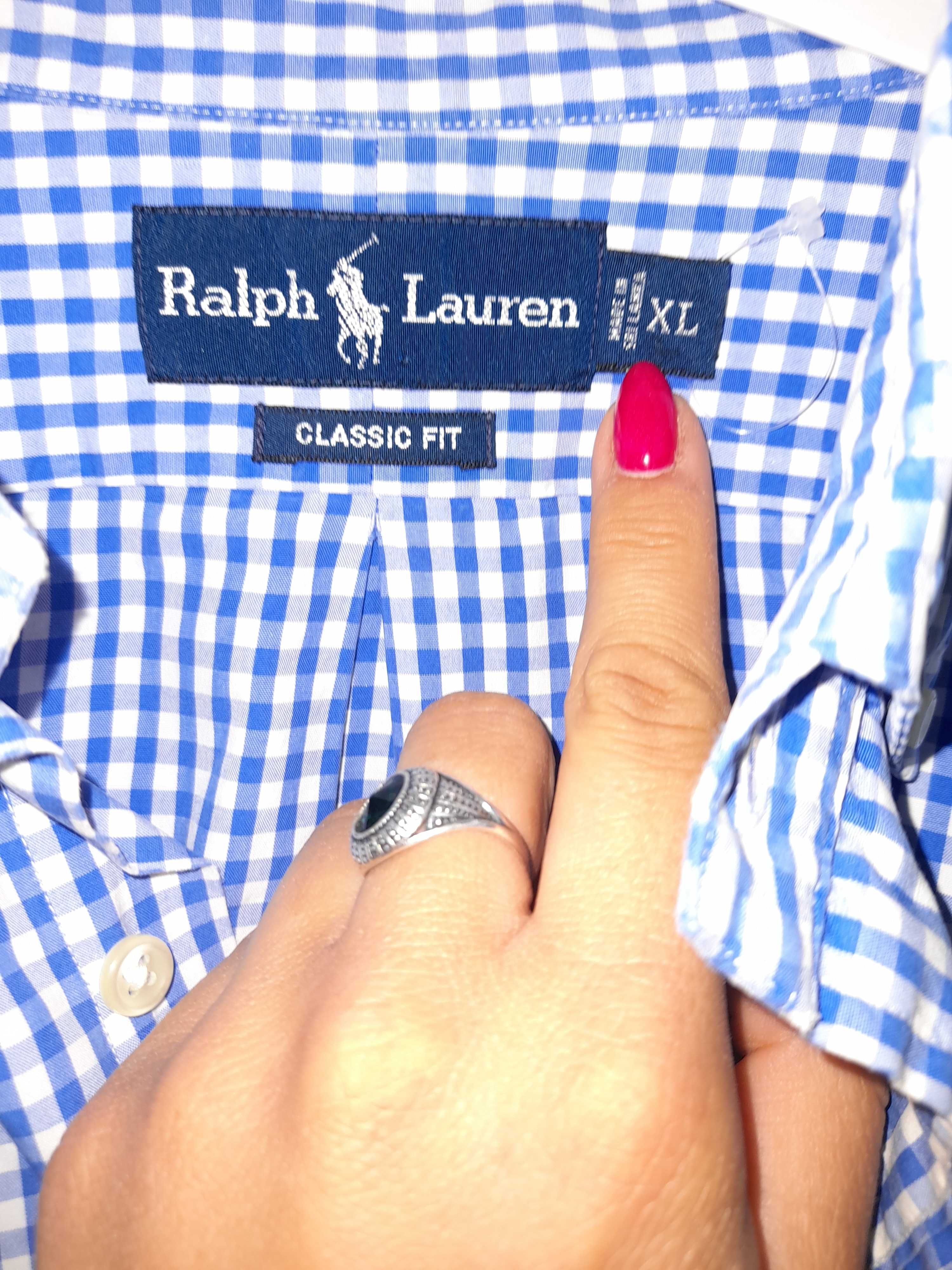 Ralph Lauren koszula w kratę XL niebieska