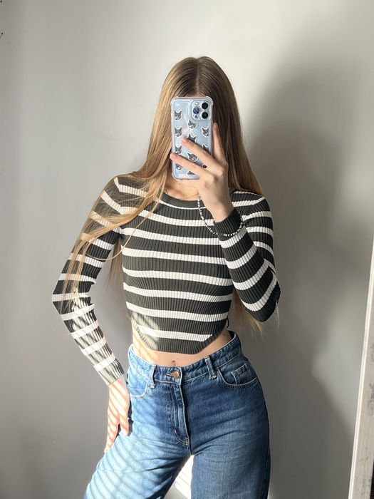 асиметрична кофта лонг в рубчик