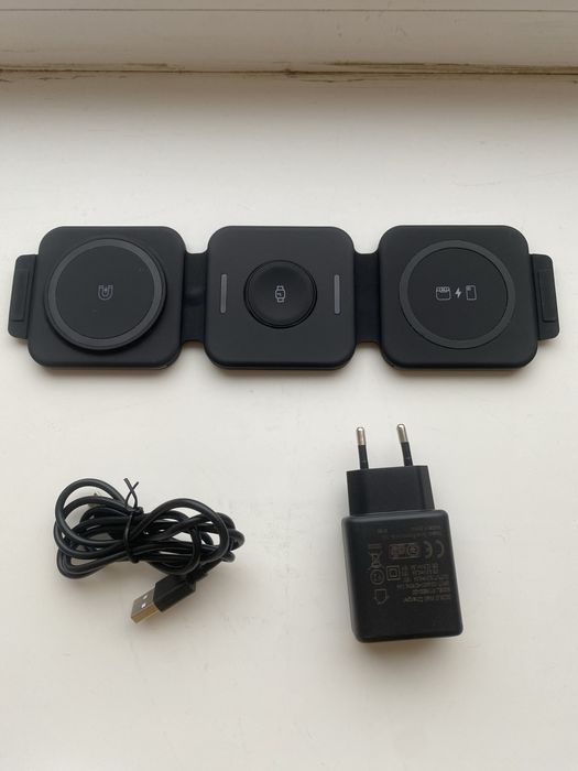 Бездротова зарядка 3в1 для iPhone, Watch, AirPods, Samsung