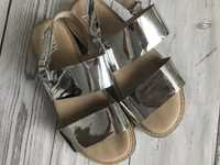Sandały sandałki Zara r.34 wkł 22cm lustro srebrne