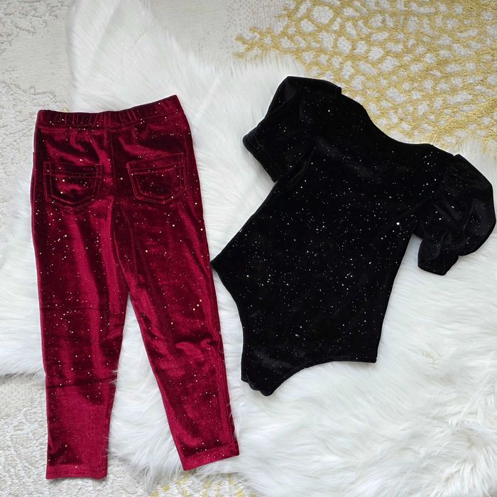 Komplet świąteczny z weluru body Little Kids legginsy Sinsay r. 98-104