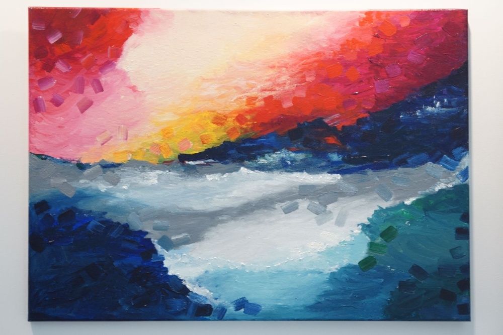Obraz akrylowy "Spienione morze" 50x70 malowany ręcznie na płótnie