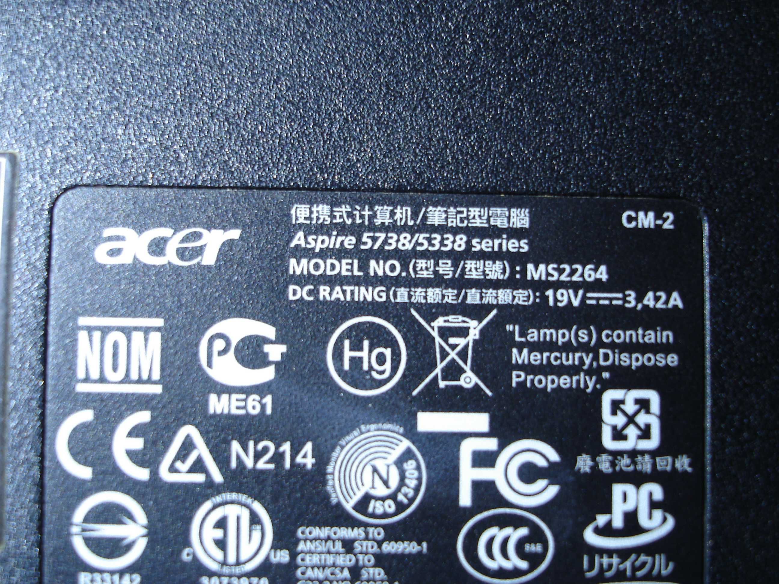 Ноутбук ACER Aspire 5738/5338 series MS2264 запчасти экран