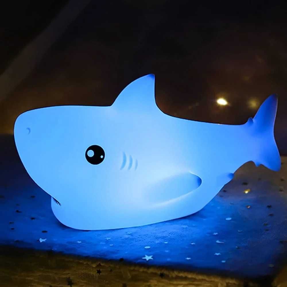 Silikonowa Lampka Nocna dla Dzieci SHARK LED 7 Kolorów Rekin