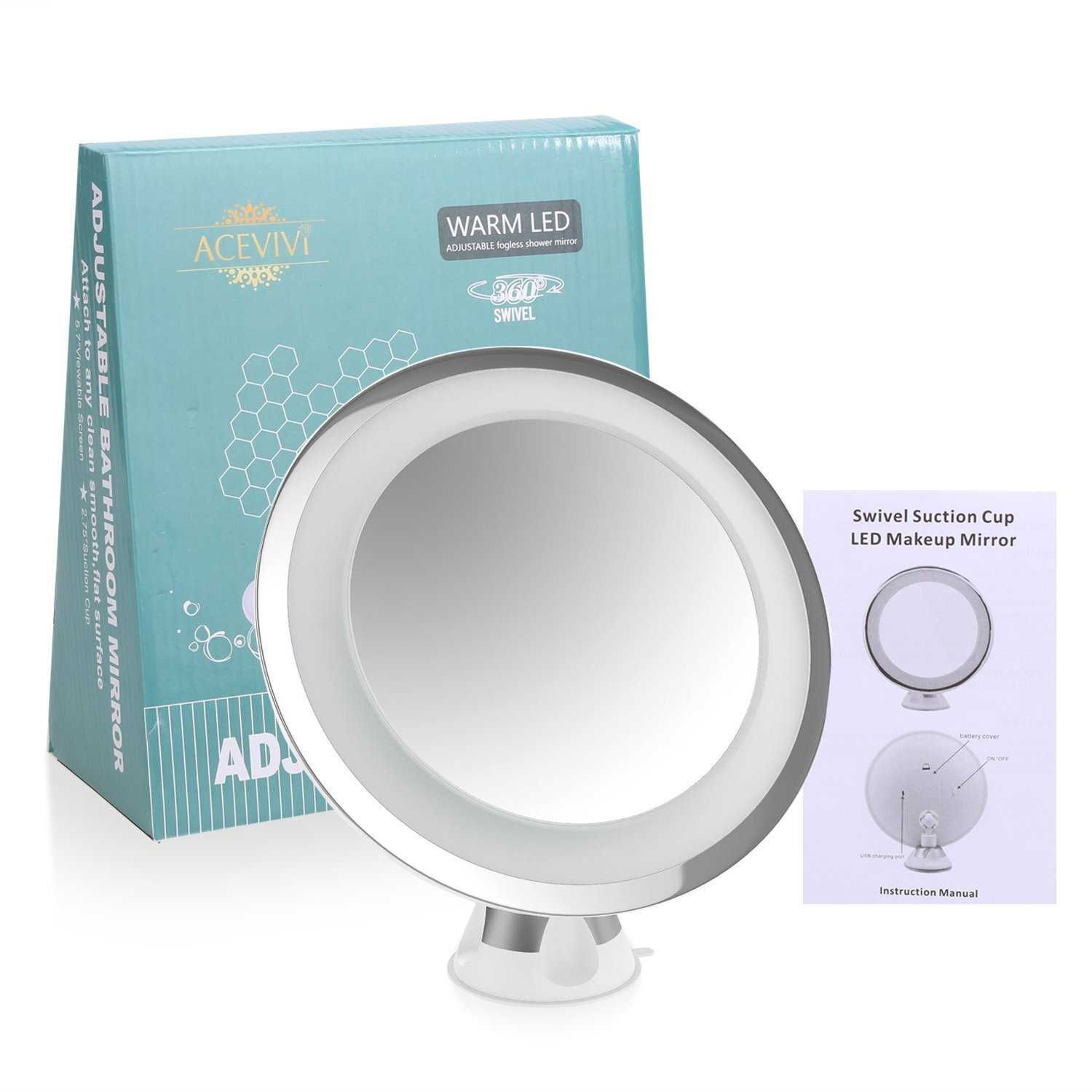 lusterko podświetlane okrągłe kosmetyczne powiększające 7x led
