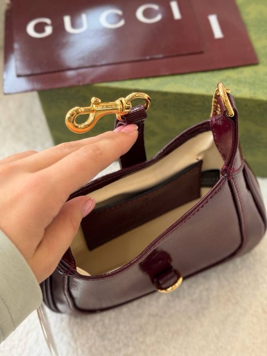 Сумка Gucci міні бордовий колір в коробці