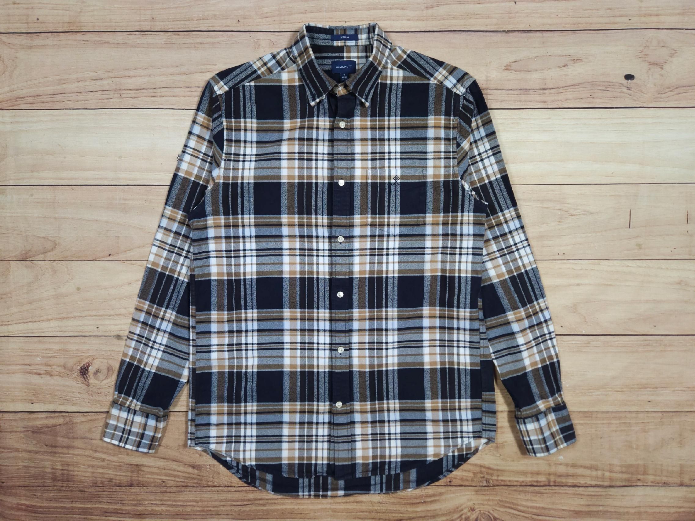 GANT Koszula w Kratkę Męska Regular Fit Logowana r. M
